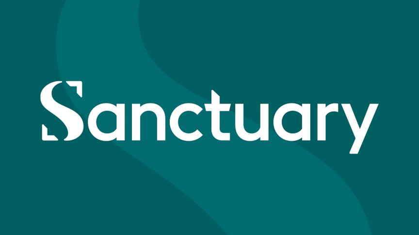 Sanctuary logo on teal background Sanctuary logo on teal background