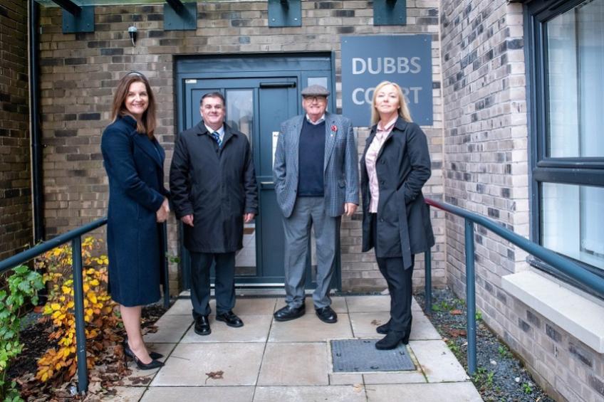 Cllrs Stephen McCabe and David Wilson with Sanctuary's Gillian Lavety and Pat Cahill at Sanctuary's new development in Dubbs Road, Port Glasgow