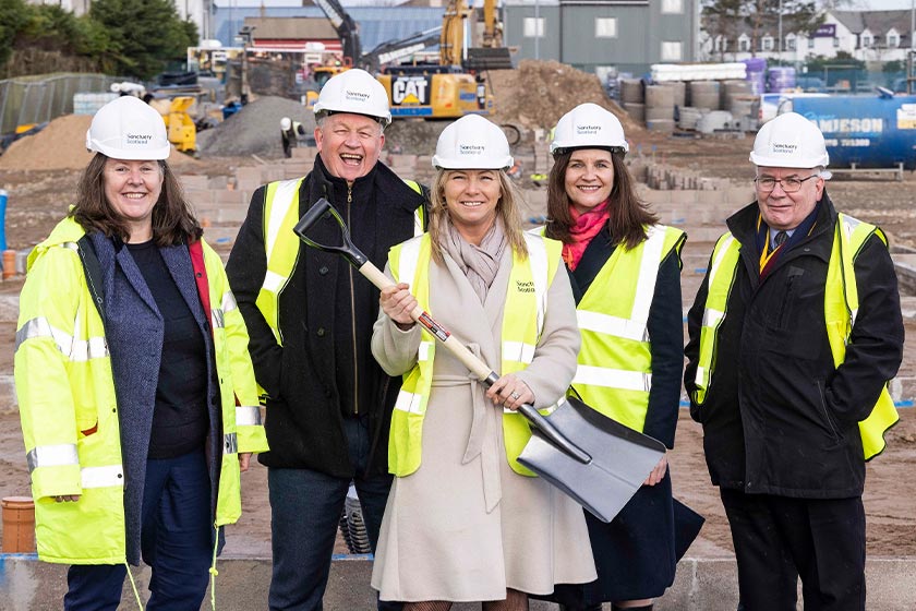 Cllr Sandra Macdonald, Alan West, Gillian Lavety, Pat Cahill, Peter Cowe visiting the new development