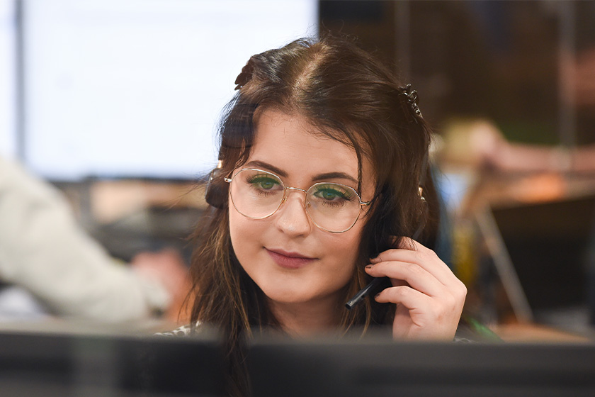 Customer service team member on the phone to a tenant