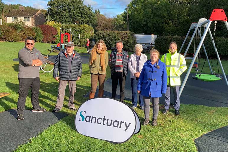 Councillors and Sanctuary staff at the new and improved play area in Unstone