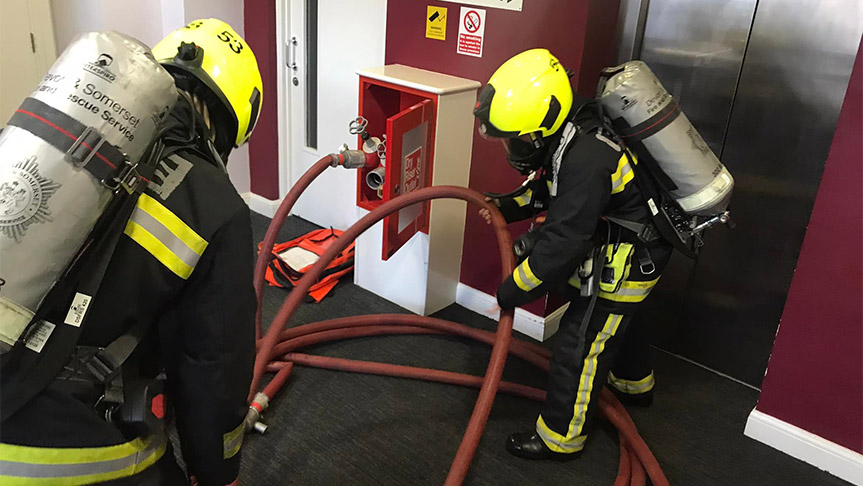 Fire services carrying out fire drills