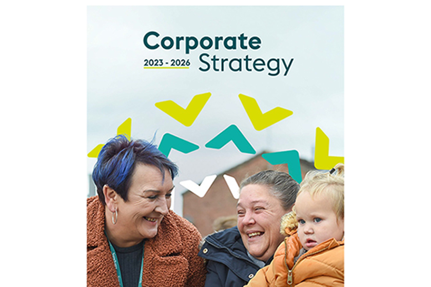 Front cover showing the Sanctuary Corporate Strategy 2023-2026