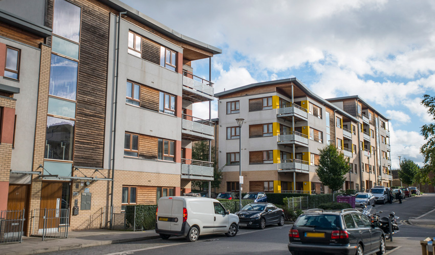 Exterior image of some of the properties in the Bow Cross estate