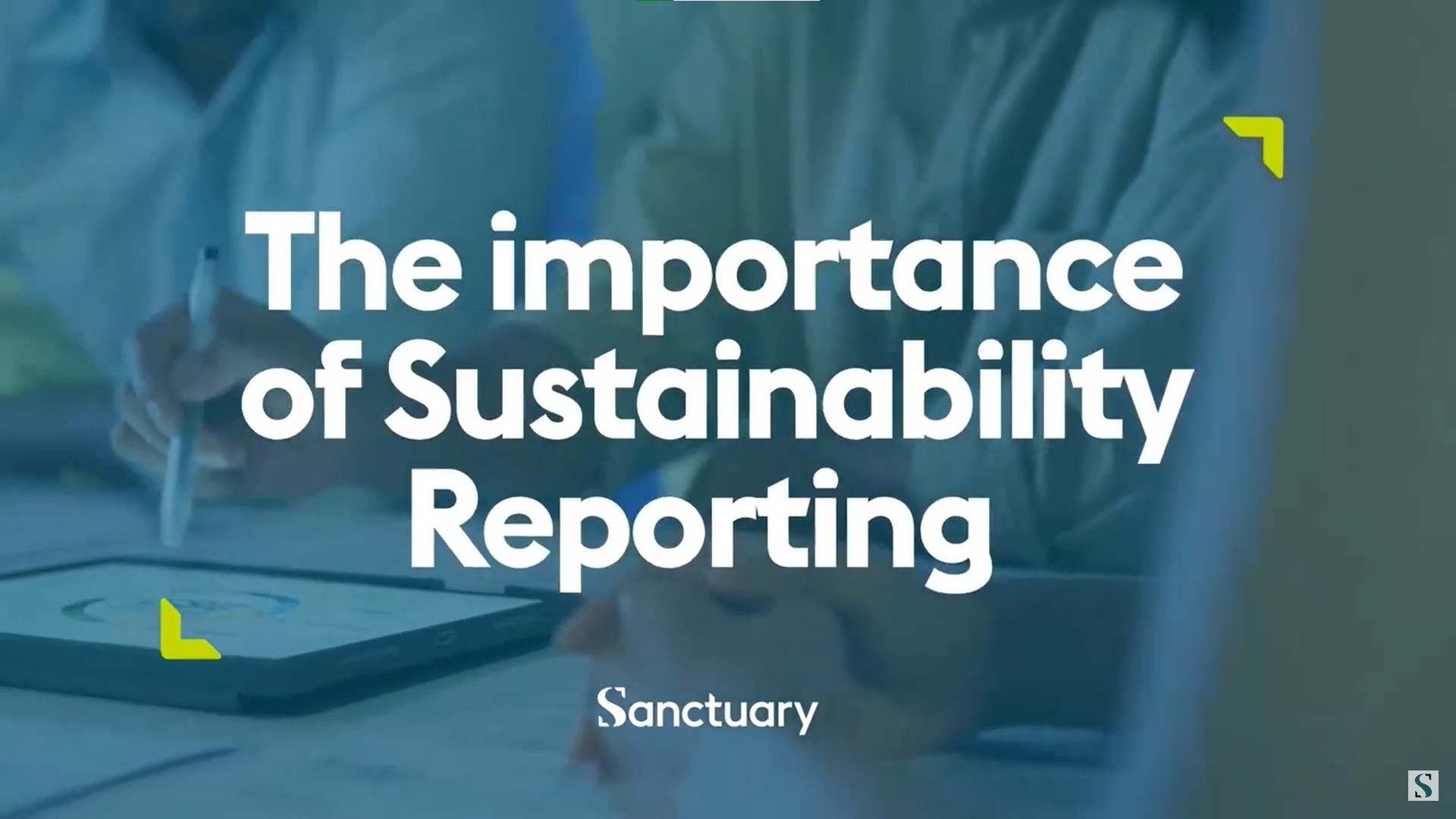 Graphic with the text 'The importance of Sustainability Reporting'