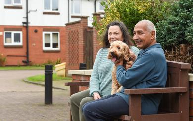  Sanctuary residents Maureen and Salih Messmarri using one of the new benches.