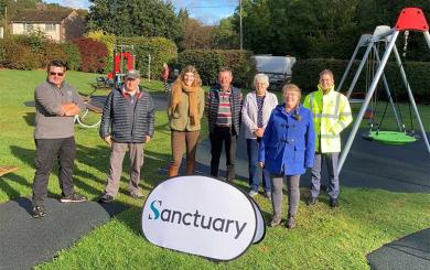 Councillors and Sanctuary staff at the new and improved play area in Unstone