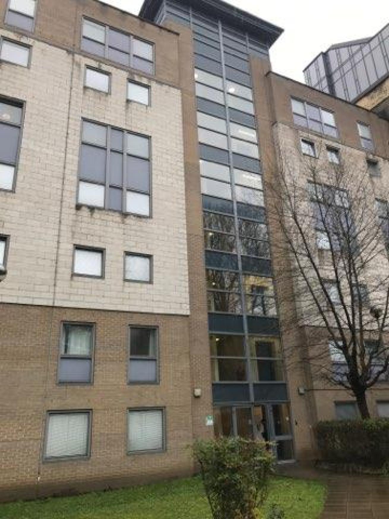 Exterior shot of block C Paul Robeson House, the high rise student accommodation block in London