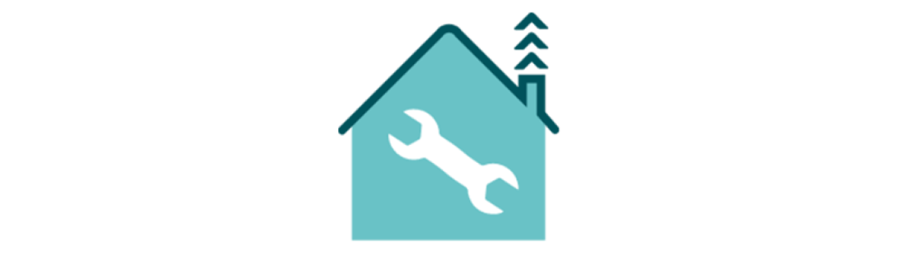 Icon of a house with an icon of a spanner inside