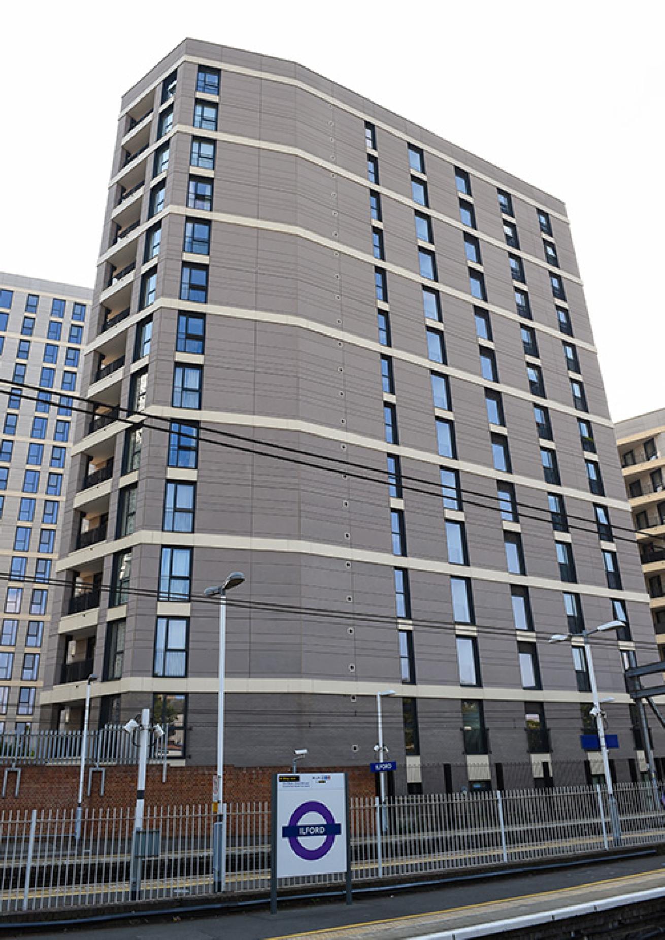 Exterior image of the high-rise apartments of Hutton Court.