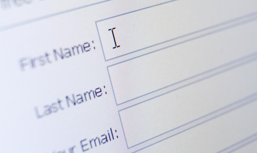 Close up of a digital web form