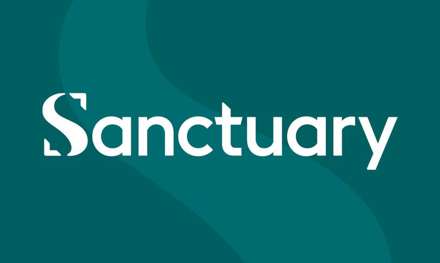 Sanctuary logo on teal background Sanctuary logo on teal background