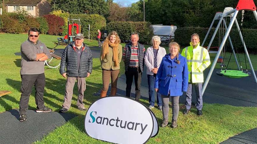 Councillors and Sanctuary staff at the new and improved play area in Unstone