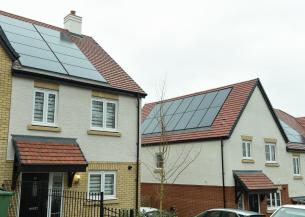 New build homes with solar panels on their roof