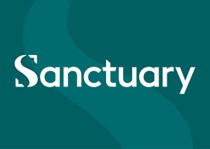 Sanctuary logo on teal background Sanctuary logo on teal background
